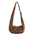 Soft Suede Slouchy Shoulder Bag with Wide Strap