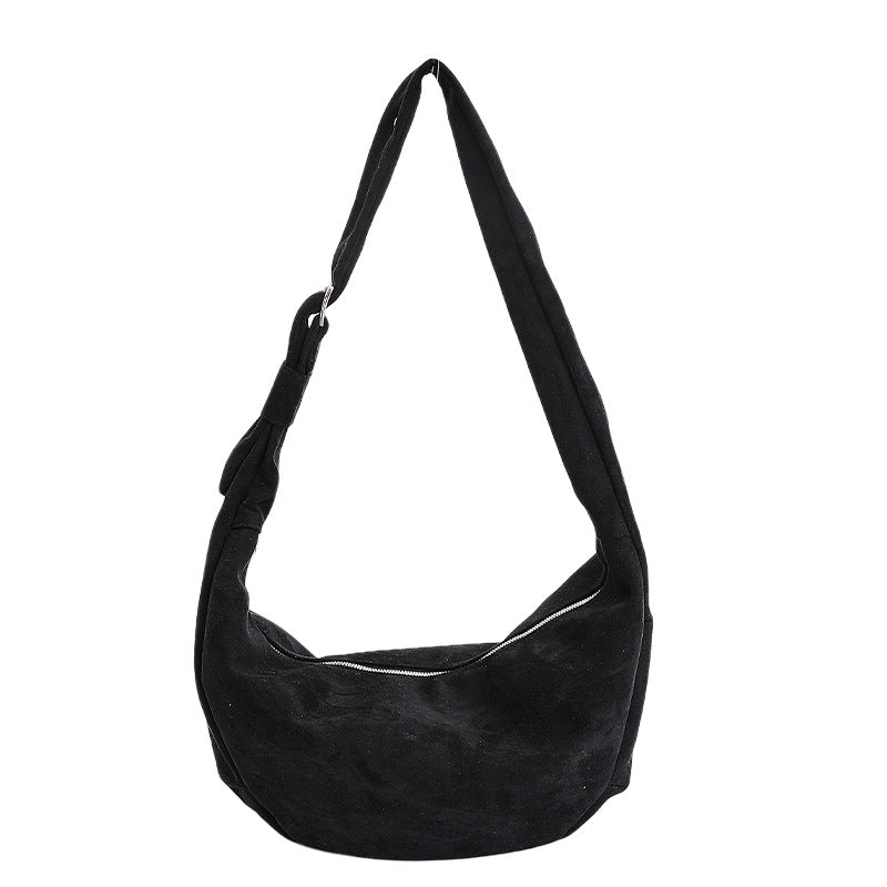 Soft Suede Slouchy Shoulder Bag with Wide Strap