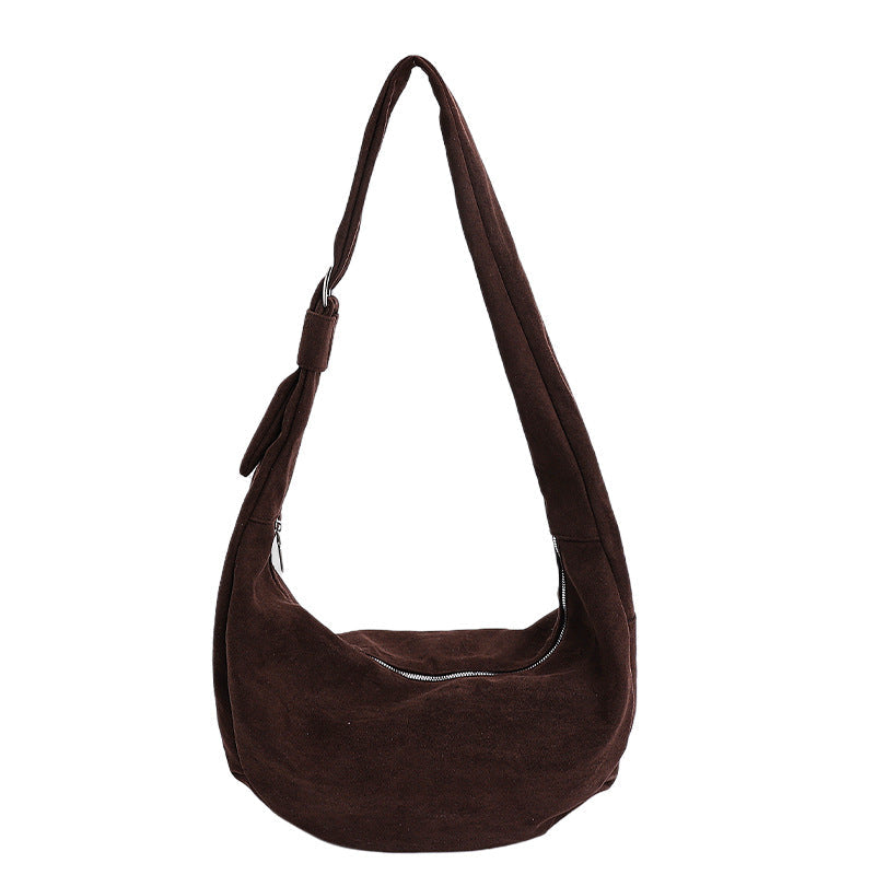 Soft Suede Slouchy Shoulder Bag with Wide Strap