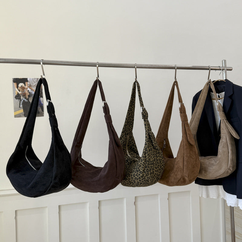Soft Suede Slouchy Shoulder Bag with Wide Strap