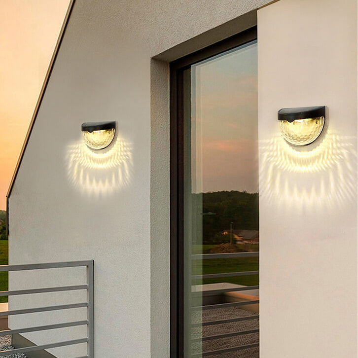 Solar Semi-Circle Outdoor Wall Sconce, Built-In LED, 5W