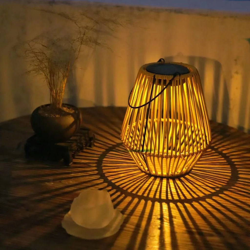 Solar Woven Lantern with LED Bulbs and Hanging Hook