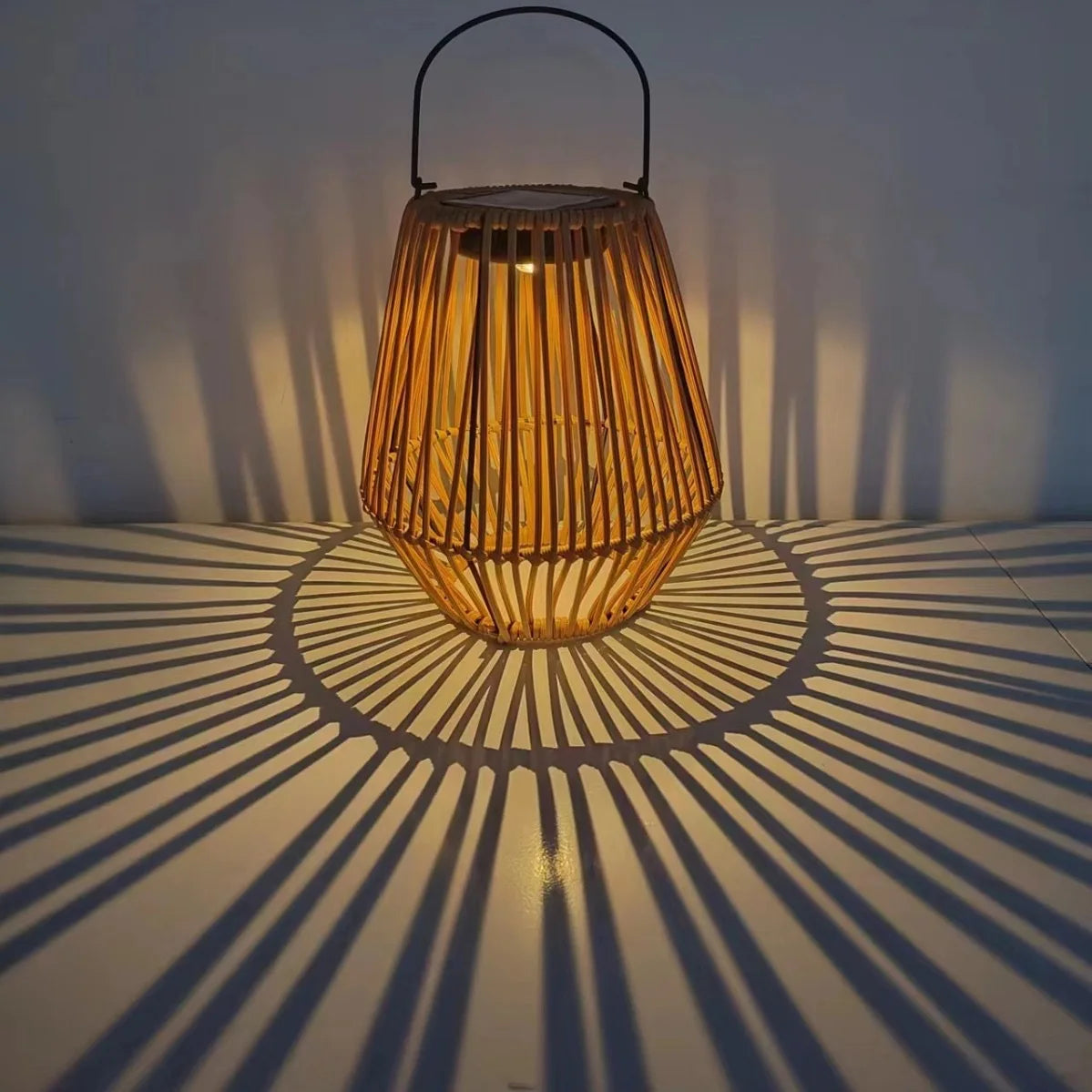 Solar Woven Lantern with LED Bulbs and Hanging Hook
