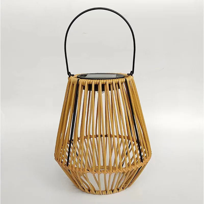 Solar Woven Lantern with LED Bulbs and Hanging Hook