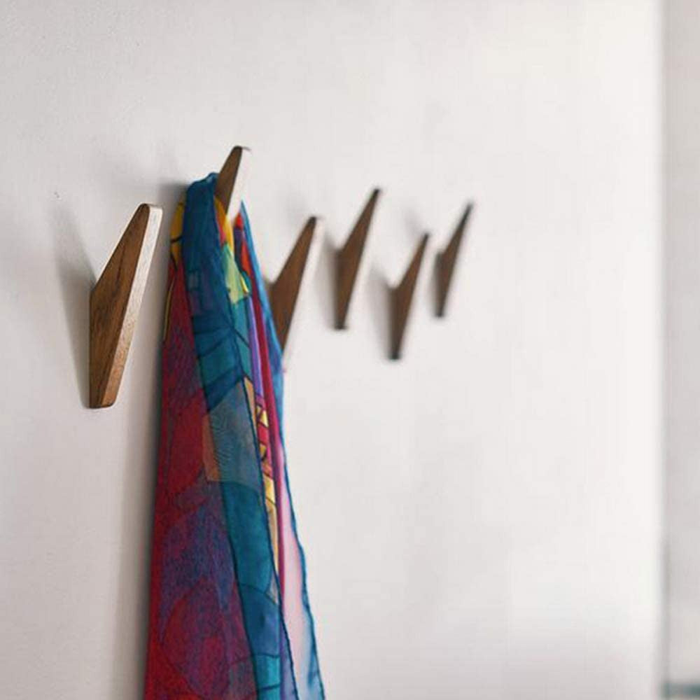 Solid Wood Wall Hooks, Set of 6, 13.5 cm