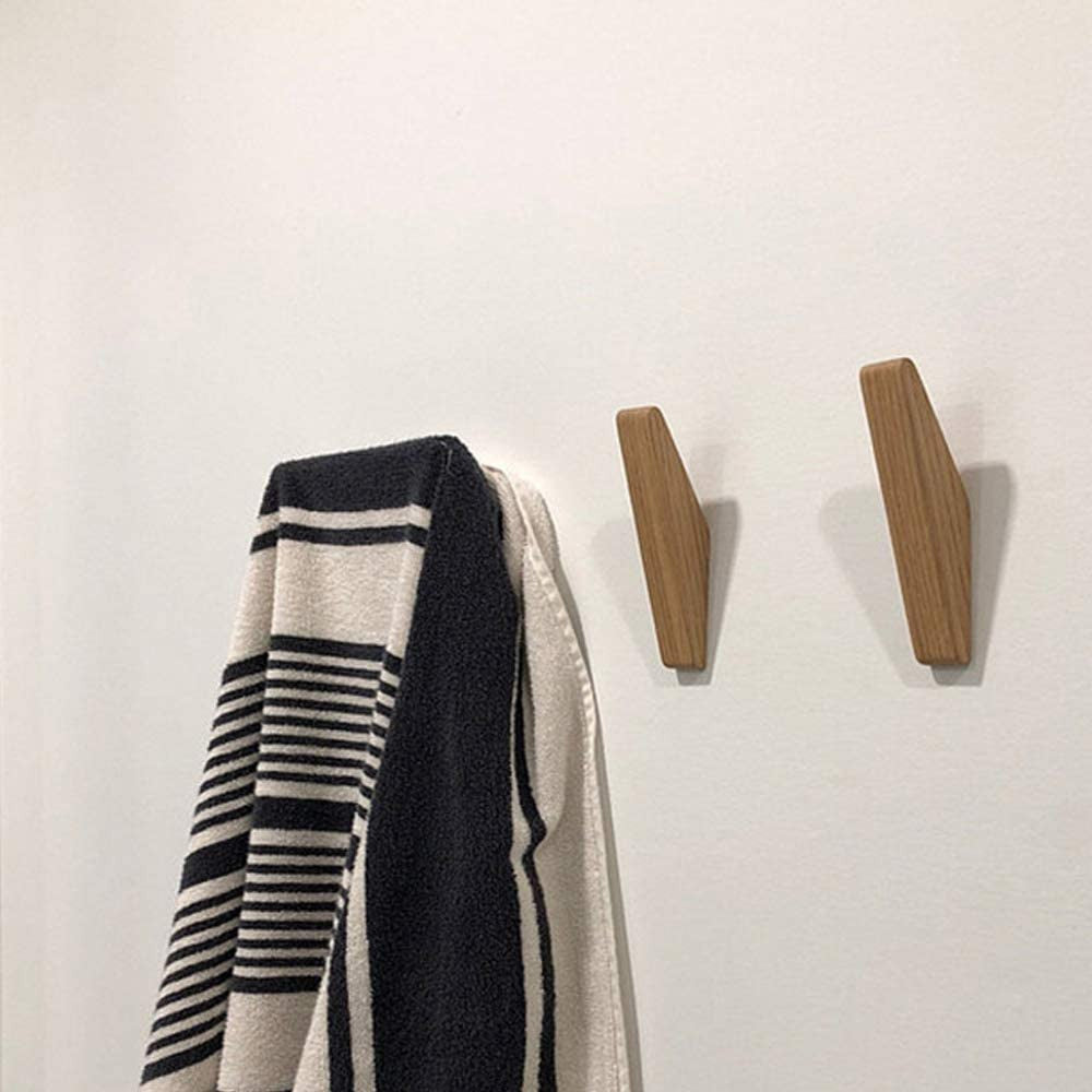 Solid Wood Wall Hooks, Set of 6, 13.5 cm
