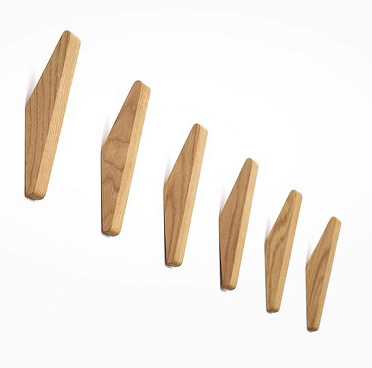 Solid Wood Wall Hooks, Set of 6, 13.5 cm