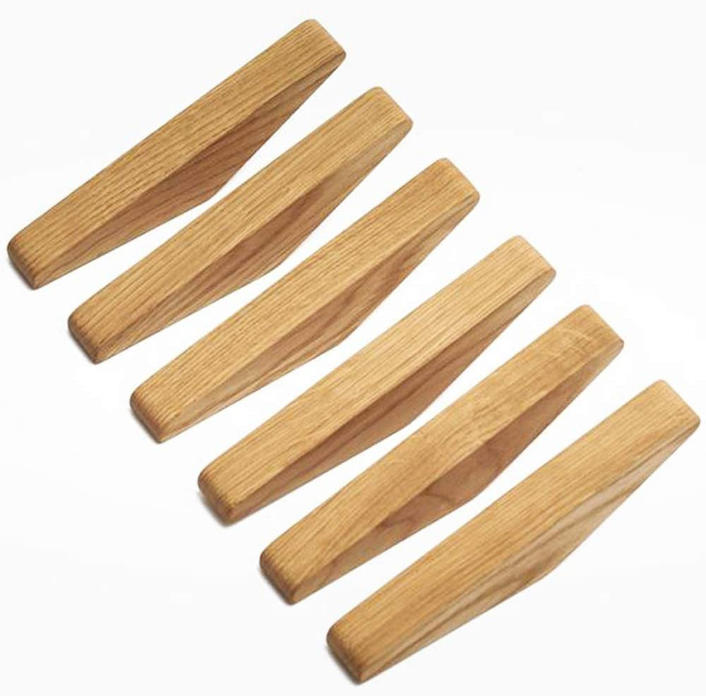 Solid Wood Wall Hooks, Set of 6, 13.5 cm