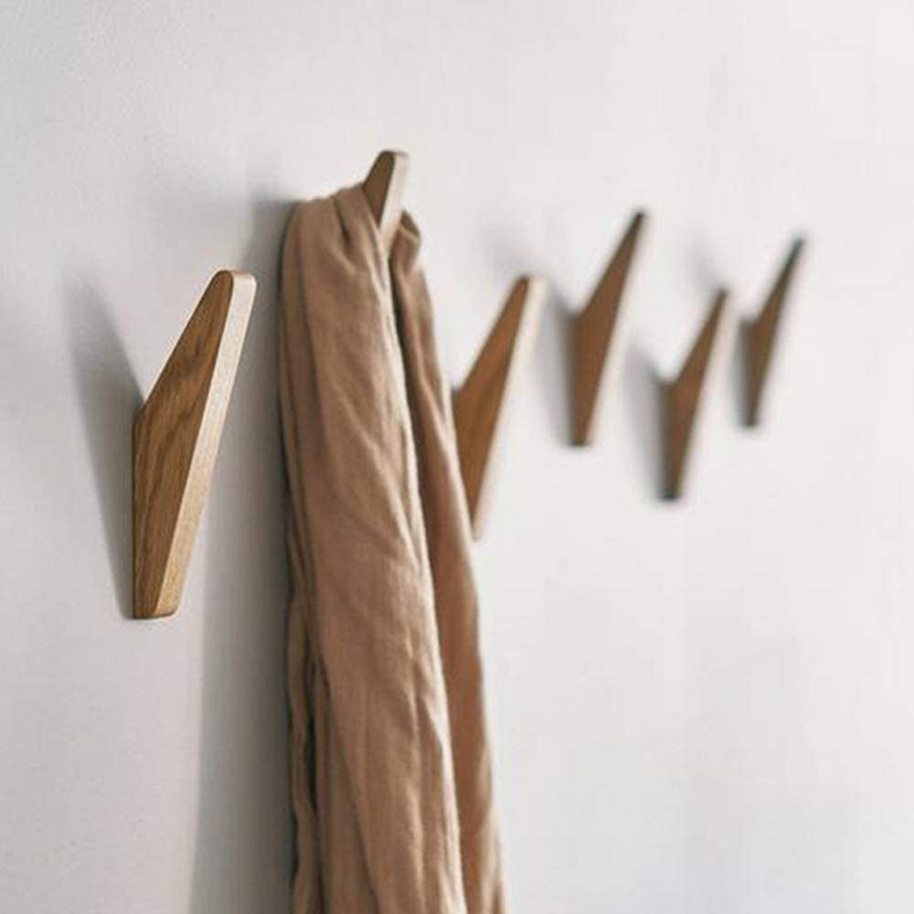 Solid Wood Wall Hooks, Set of 6, 13.5 cm