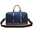 Spacious Canvas and Leather Travel Bag with Adjustable Shoulder Strap