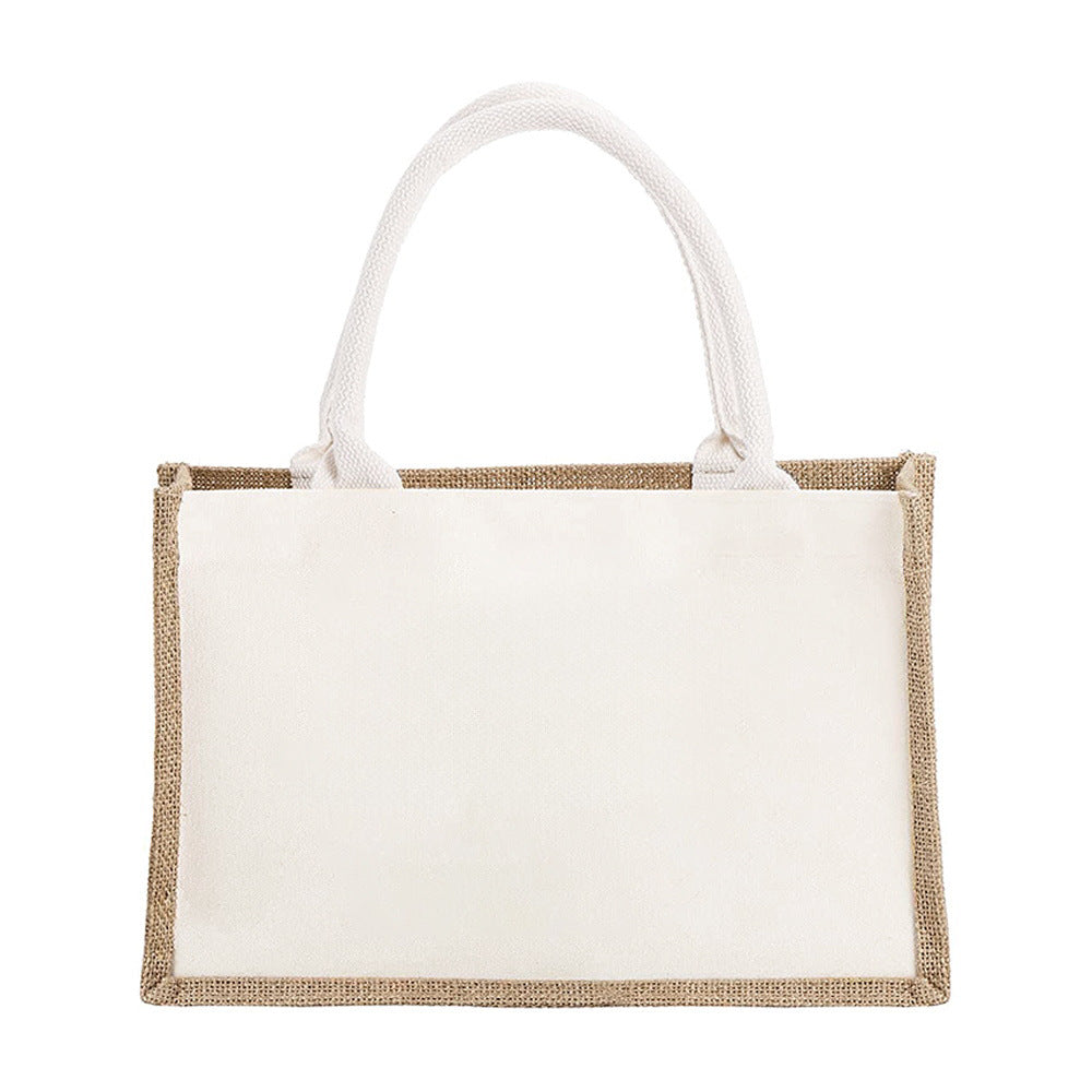 Spacious Jute Shopping Bag with Reinforced Handles