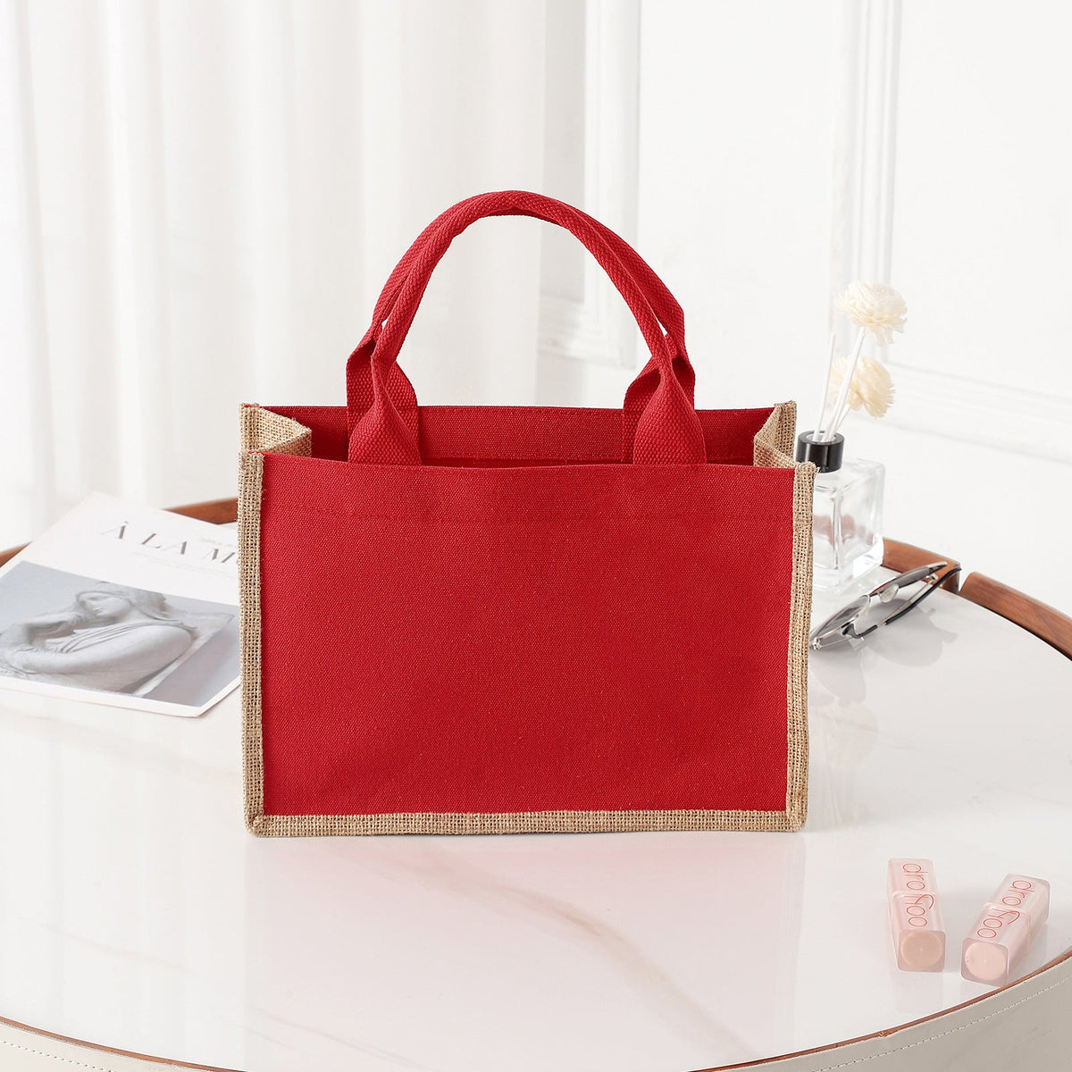 Spacious Jute Shopping Bag with Reinforced Handles