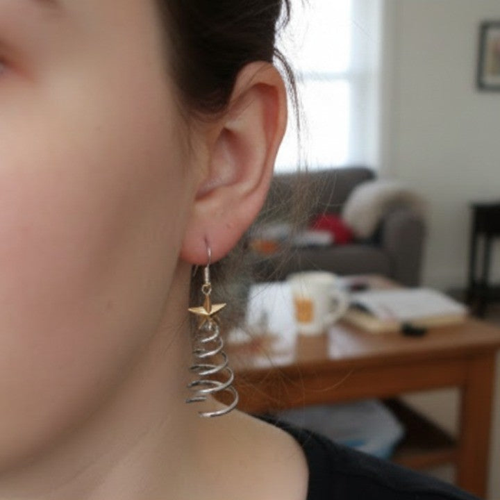 Spiral Christmas Tree Dangle Earrings in Zinc Alloy