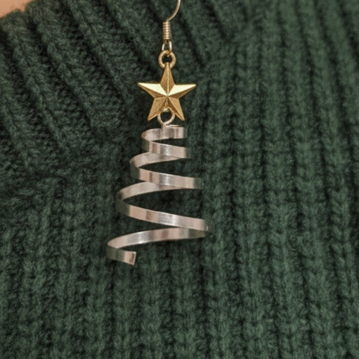 Spiral Christmas Tree Dangle Earrings in Zinc Alloy
