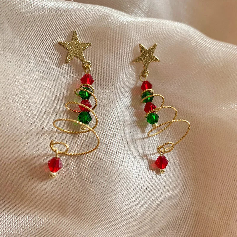 Spiral Christmas Tree Dangle Earrings in Zinc Alloy