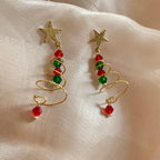 Spiral Christmas Tree Dangle Earrings in Zinc Alloy