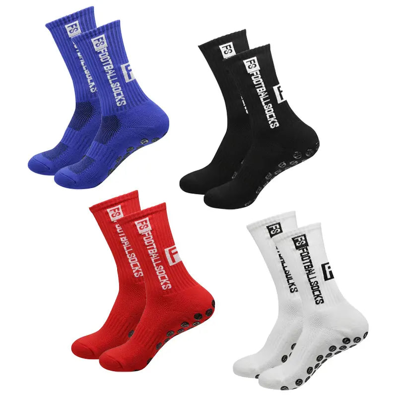 Soccer Sports Grip Socks 4 Pairs - Non-Slip Rubber, Cotton Spandex, Size 38-47, view 2