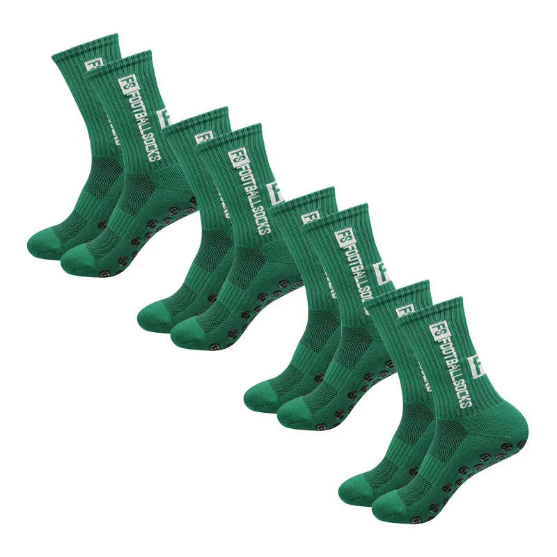 Soccer Sports Grip Socks 4 Pairs - Non-Slip Rubber, Cotton Spandex, Size 38-47, view 3