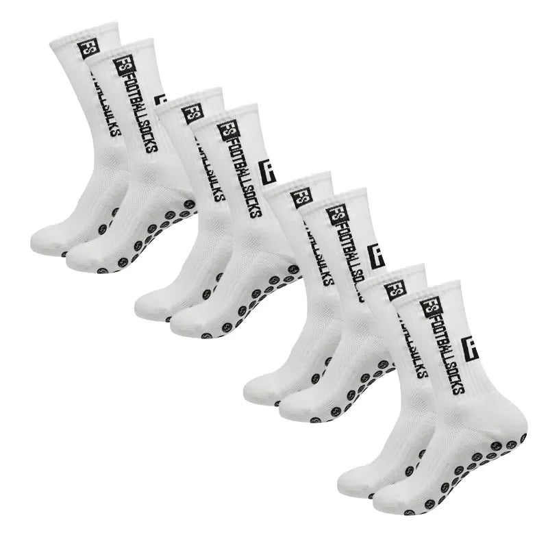 Soccer Sports Grip Socks 4 Pairs - Non-Slip Rubber, Cotton Spandex, Size 38-47, view 4
