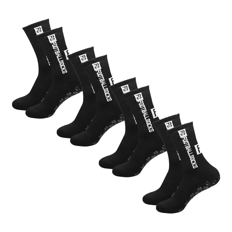 Soccer Sports Grip Socks 4 Pairs - Non-Slip Rubber, Cotton Spandex, Size 38-47, view 5