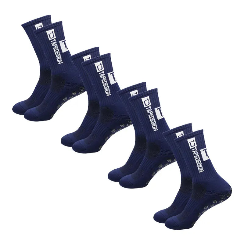 Soccer Sports Grip Socks 4 Pairs - Non-Slip Rubber, Cotton Spandex, Size 38-47, view 6