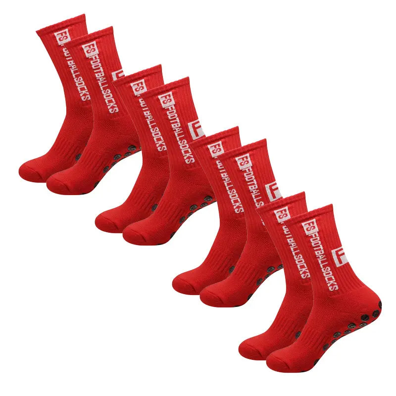 Soccer Sports Grip Socks 4 Pairs - Non-Slip Rubber, Cotton Spandex, Size 38-47, view 7