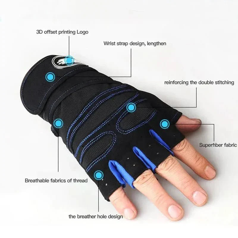 Shock-Resistant Training Gloves with Wrist Support - Breathable Textile, Black, view 4