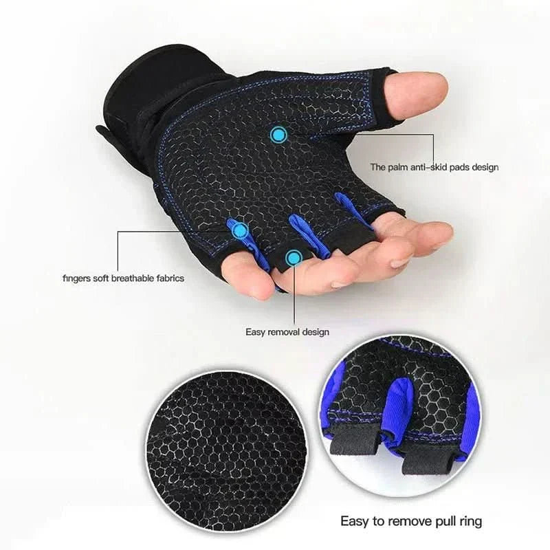 Shock-Resistant Training Gloves with Wrist Support - Breathable Textile, Black, view 5