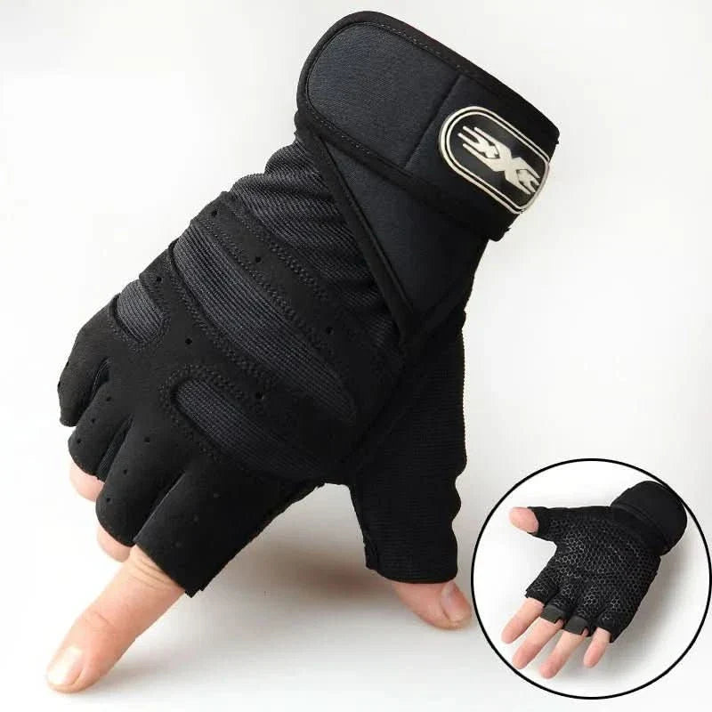 Shock-Resistant Training Gloves with Wrist Support - Breathable Textile, Black, view 6