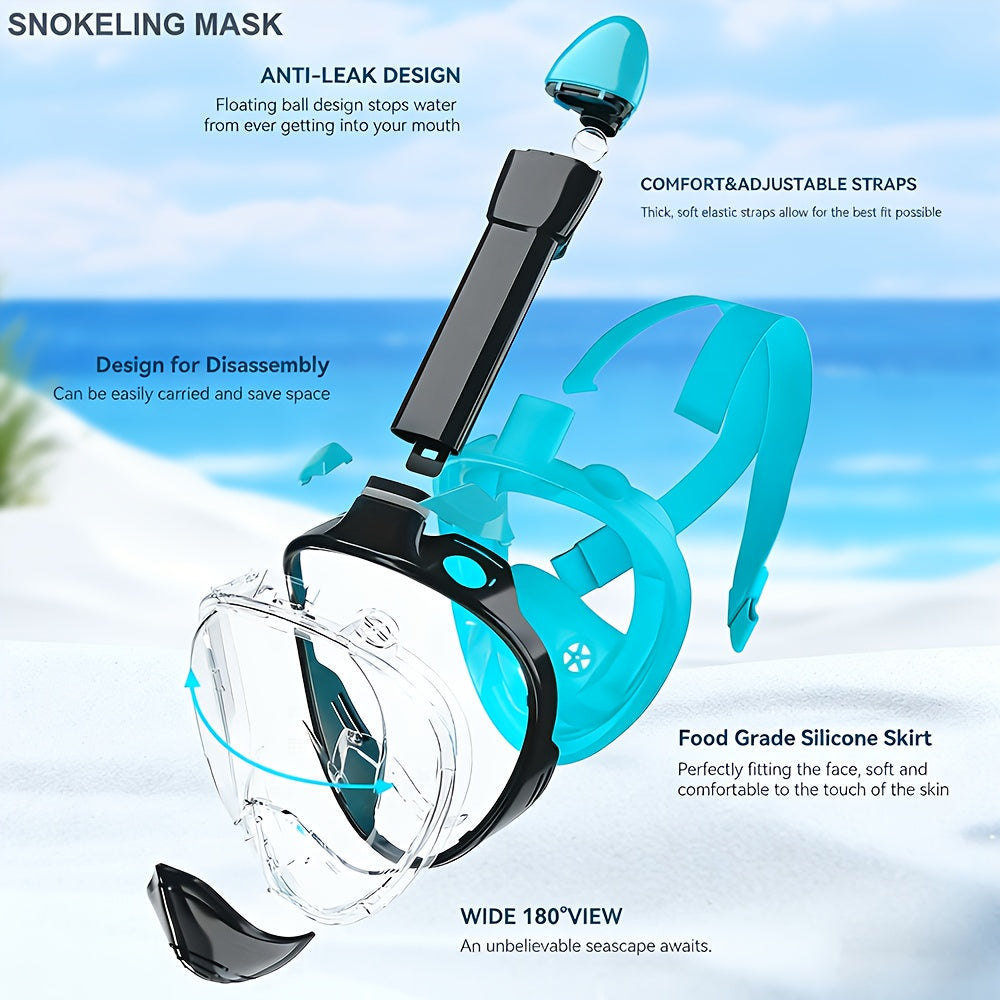 Full-Face Snorkel Mask - 180° View, PC Material, Camera Mount, view 5