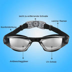 No Leak Anti-Fog UV Protection Triathlon Swim Goggles - Silicone Frame, 19cm, view 10