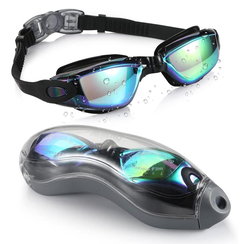 No Leak Anti-Fog UV Protection Triathlon Swim Goggles - Silicone Frame, 19cm