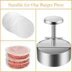 Manual Meat Press for Hamburger Patties - Dishwasher Safe, Plastic-Free
