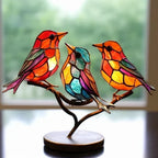 Stained Glass Bird Sculpture Ornament, 20 cm, Glass