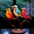 Stained Glass Bird Sculpture Ornament, 20 cm, Glass