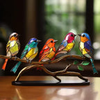 Stained Glass Bird Sculpture Ornament, 20 cm, Glass