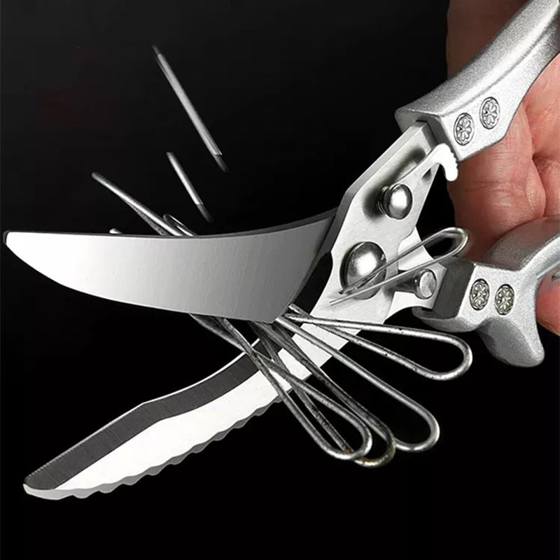 Stainless Steel Bone-Cutting Kitchen Shears with Aluminium Handles