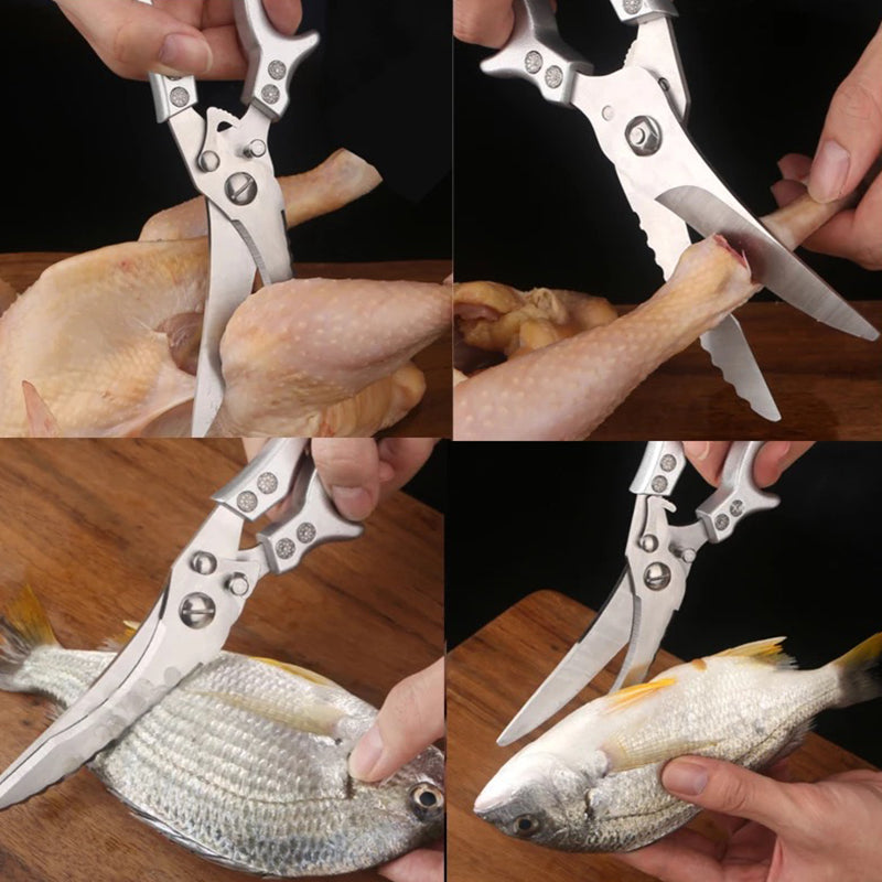 Stainless Steel Bone-Cutting Kitchen Shears with Aluminium Handles
