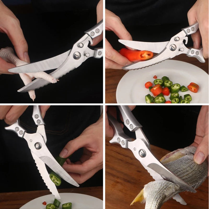 Stainless Steel Bone-Cutting Kitchen Shears with Aluminium Handles