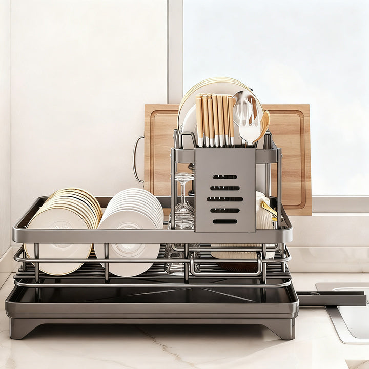 Stainless Steel Dish Drying Rack, Black, 1 Tier