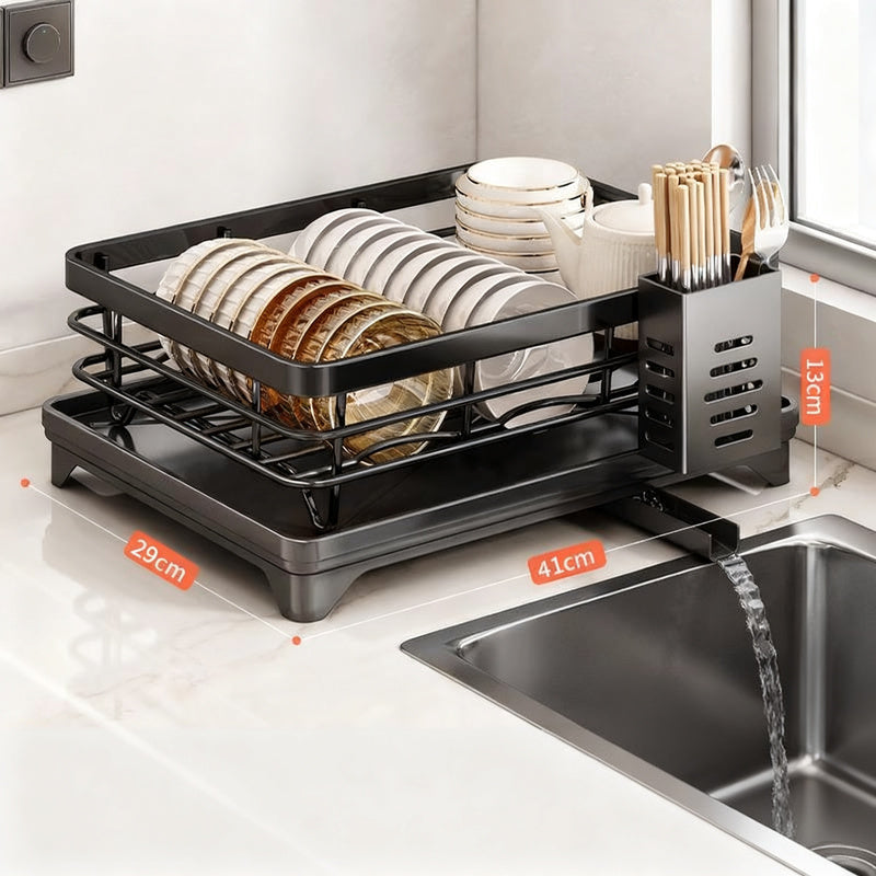 Stainless Steel Dish Drying Rack, Black, 1 Tier