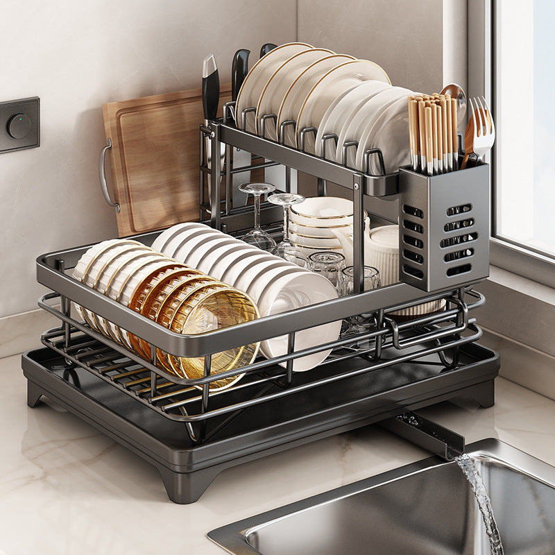 Stainless Steel Dish Drying Rack, Black, 1 Tier