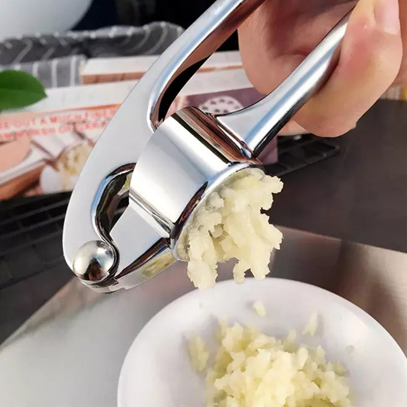 Stainless Steel Garlic Press with Cleaning Brush