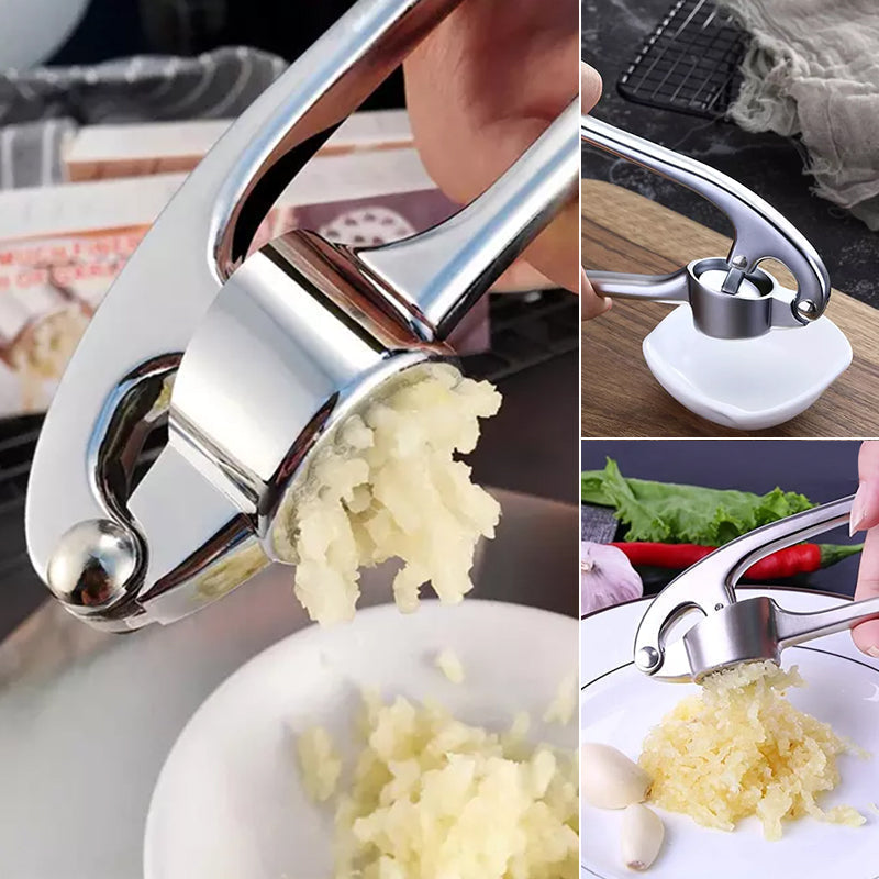 Stainless Steel Garlic Press with Cleaning Brush