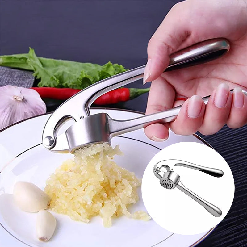 Stainless Steel Garlic Press with Cleaning Brush