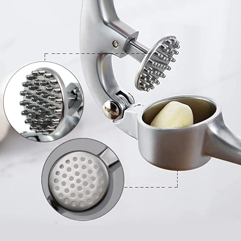 Stainless Steel Garlic Press with Cleaning Brush