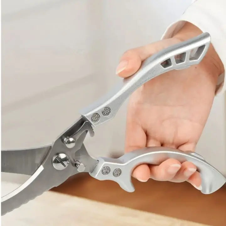 Stainless Steel Kitchen Shears with Fish Scale Remover and Safety Lock