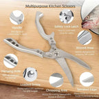 Stainless Steel Kitchen Shears with Fish Scale Remover and Safety Lock