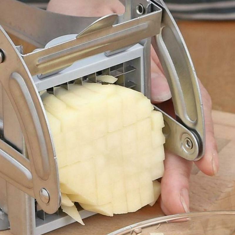 Stainless Steel Potato and Vegetable Cutter with Two Blade Sizes