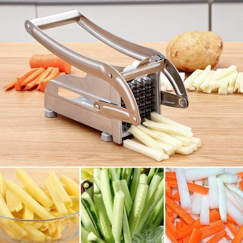 Stainless Steel Potato and Vegetable Cutter with Two Blade Sizes